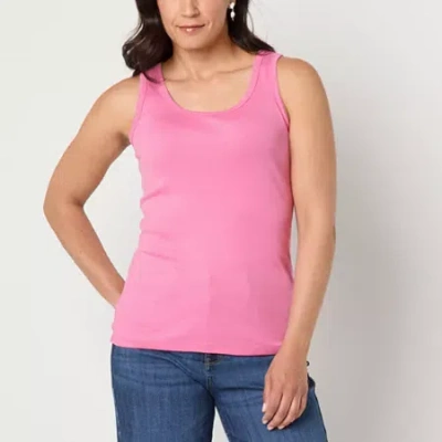 St. John's Bay Womens Scoop Neck Sleeveless Tank Top In Pink