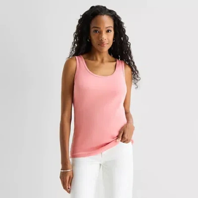 St. John's Bay Womens Scoop Neck Sleeveless Tank Top In Pink