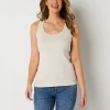 St. John's Bay Womens Scoop Neck Sleeveless Tank Top In Sand