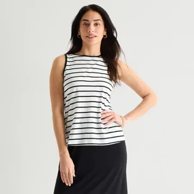 St. John's Bay Womens Scoop Neck Sleeveless Tank Top In White