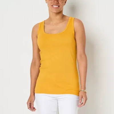 St. John's Bay Womens Scoop Neck Sleeveless Tank Top In Yellow