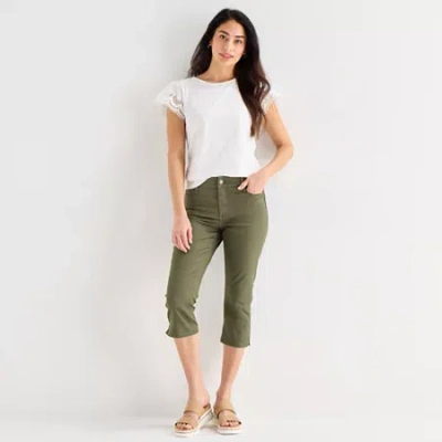 St. John's Bay Womens Secretly Slender Mid Rise Capri Jean In Multi