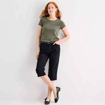 St. John's Bay Womens Secretly Slender Mid Rise Capri Pant In Black