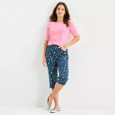 St. John's Bay Womens Secretly Slender Mid Rise Capri Pant In Blue