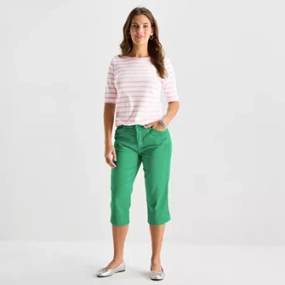 St. John's Bay Womens Secretly Slender Mid Rise Capri Pant In Green