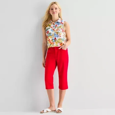 St. John's Bay Womens Secretly Slender Mid Rise Capri Pant In Red