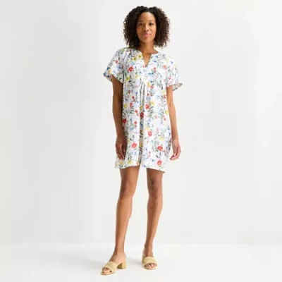 St. John's Bay Womens Short Sleeve Floral Sheath Dress In Multi