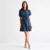 St. John's Bay Womens Short Sleeve Paisley A-line Dress In Blue