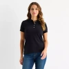 St. John's Bay Womens Short Sleeve Polo Shirt In Black