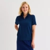 St. John's Bay Womens Short Sleeve Polo Shirt In Blue