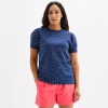 St. John's Bay Womens Short Sleeve Sweatshirt In Blue