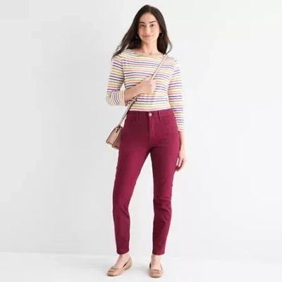 St. John's Bay Womens Skinny Fit Jean In Red
