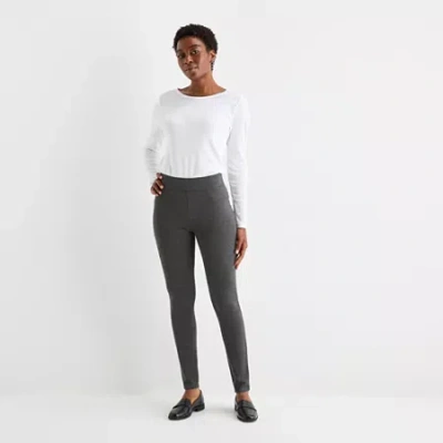 St. John's Bay Womens Skinny Pull-on Pant In Gray