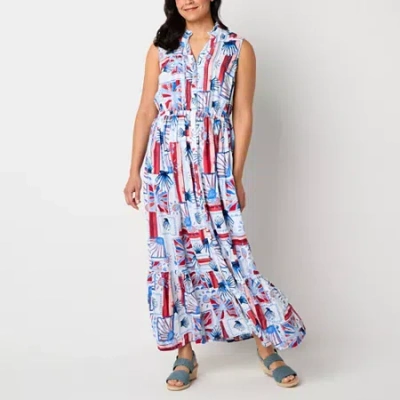 St. John's Bay Womens Sleeveless A-line Dress In Multi