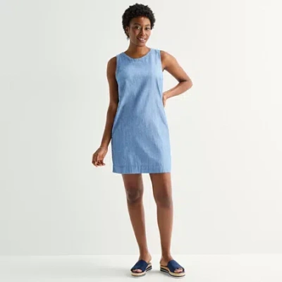 St. John's Bay Womens Sleeveless A-line Dress In Blue
