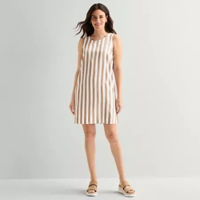 St. John's Bay Womens Sleeveless A-line Dress In Brown