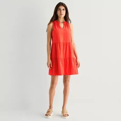 St. John's Bay Womens Sleeveless A-line Dress In Red