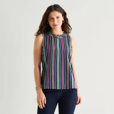 St. John's Bay Womens Sleeveless Blouse In Multi