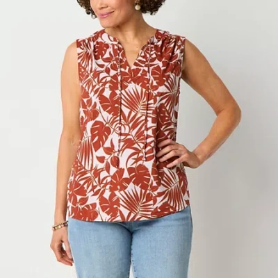 St. John's Bay Womens Sleeveless Blouse In Red