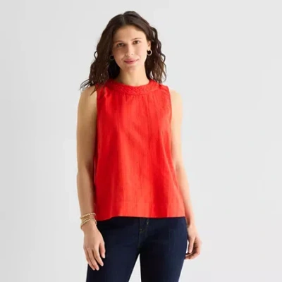 St. John's Bay Womens Sleeveless Blouse In Multi