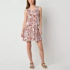 St. John's Bay Womens Sleeveless Floral Midi Swing Dresses In Orange