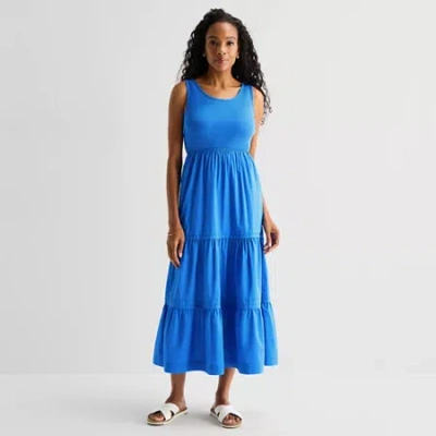 St. John's Bay Womens Sleeveless Maxi Dress In Blue
