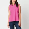 St. John's Bay Womens Sleeveless Polo Shirt In Pink