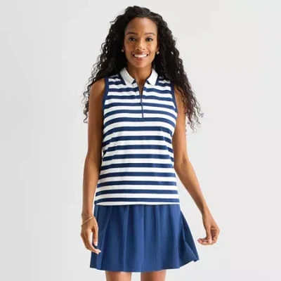 St. John's Bay Womens Sleeveless Quarter-zip Pullover In Blue