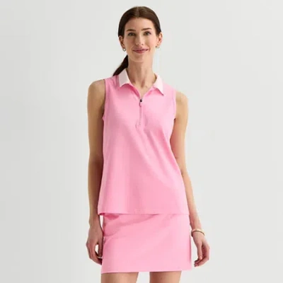 St. John's Bay Womens Sleeveless Quarter-zip Pullover In Pink