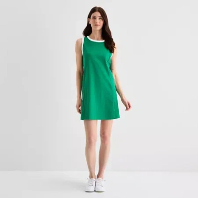 St. John's Bay Womens Sleeveless Sheath Dress In Green