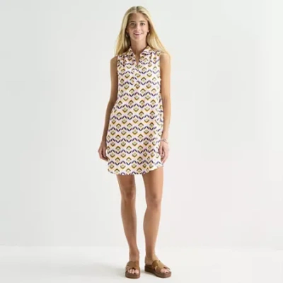 St. John's Bay Womens Sleeveless Sheath Dress In Neutral