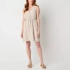 St. John's Bay Womens Sleeveless Shift Dress In Brown