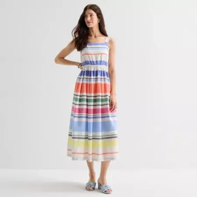 St. John's Bay Womens Sleeveless Striped Midi Sundress In Multi