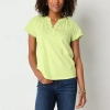 St. John's Bay Womens Split Crew Neck Short Sleeve T-shirt In Green
