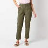 St. John's Bay Womens Stretch Fabric Slim Regular Fit Cargo Pant In Green