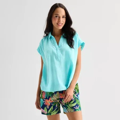 St. John's Bay Womens Tall Blouse In Blue