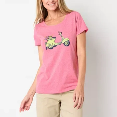 St. John's Bay Womens Tall Crew Neck Short Sleeve T-shirt In Pink