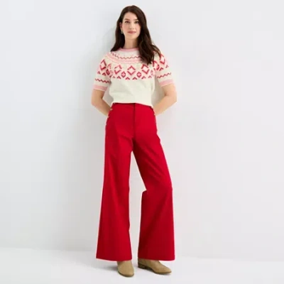 St. John's Bay Womens Tall High Rise Wide Leg Jean In Red