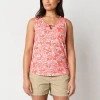 St. John's Bay Womens Tall Keyhole Neck Sleeveless Tank Top In Orange