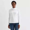 St. John's Bay Womens Tall Long Sleeve Turtleneck In White