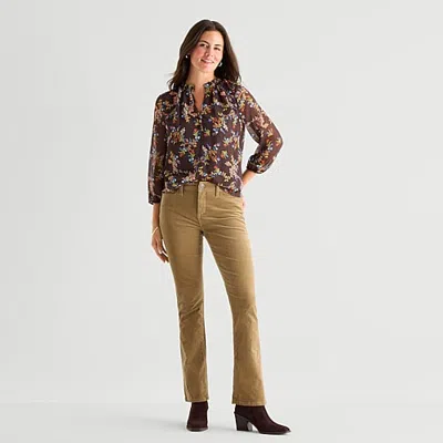 St. John's Bay Womens Tall Mid Rise Bootcut Corduroy Pant In Beige
