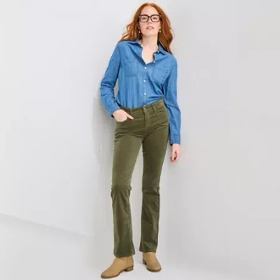St. John's Bay Womens Tall Mid Rise Bootcut Corduroy Pant In Green