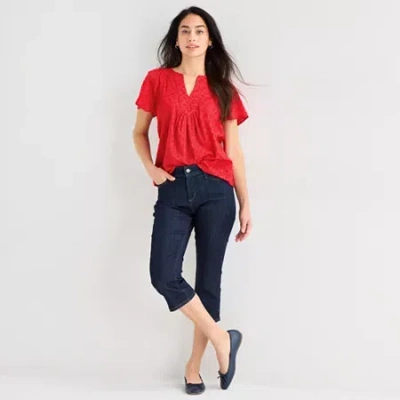 St. John's Bay Womens Tall Mid Rise Capri Jean In Red