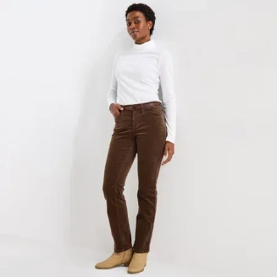 St. John's Bay Womens Tall Mid Rise Straight Corduroy Pant In Brown