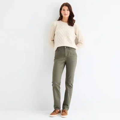 St. John's Bay Womens Tall Mid Rise Straight Leg Jean In Green