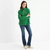 St. John's Bay Womens Tall Mock Neck Long Sleeve Quarter-zip Pullover In Green