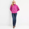 St. John's Bay Womens Tall Mock Neck Long Sleeve Quarter-zip Pullover In Pink