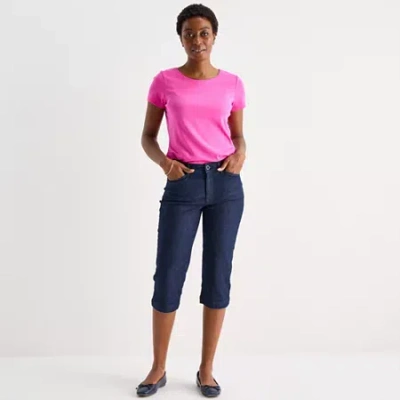 St. John's Bay Womens Tall Secretly Slender Skinny Mid Rise Capri Pant In Blue