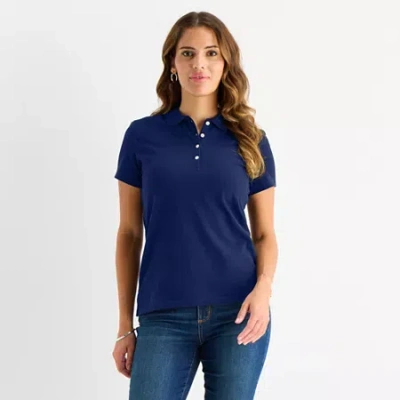 St. John's Bay Womens Tall Short Sleeve T-shirt In Blue