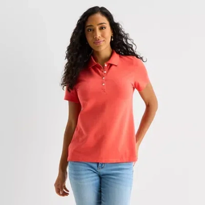 St. John's Bay Womens Tall Short Sleeve T-shirt In Red